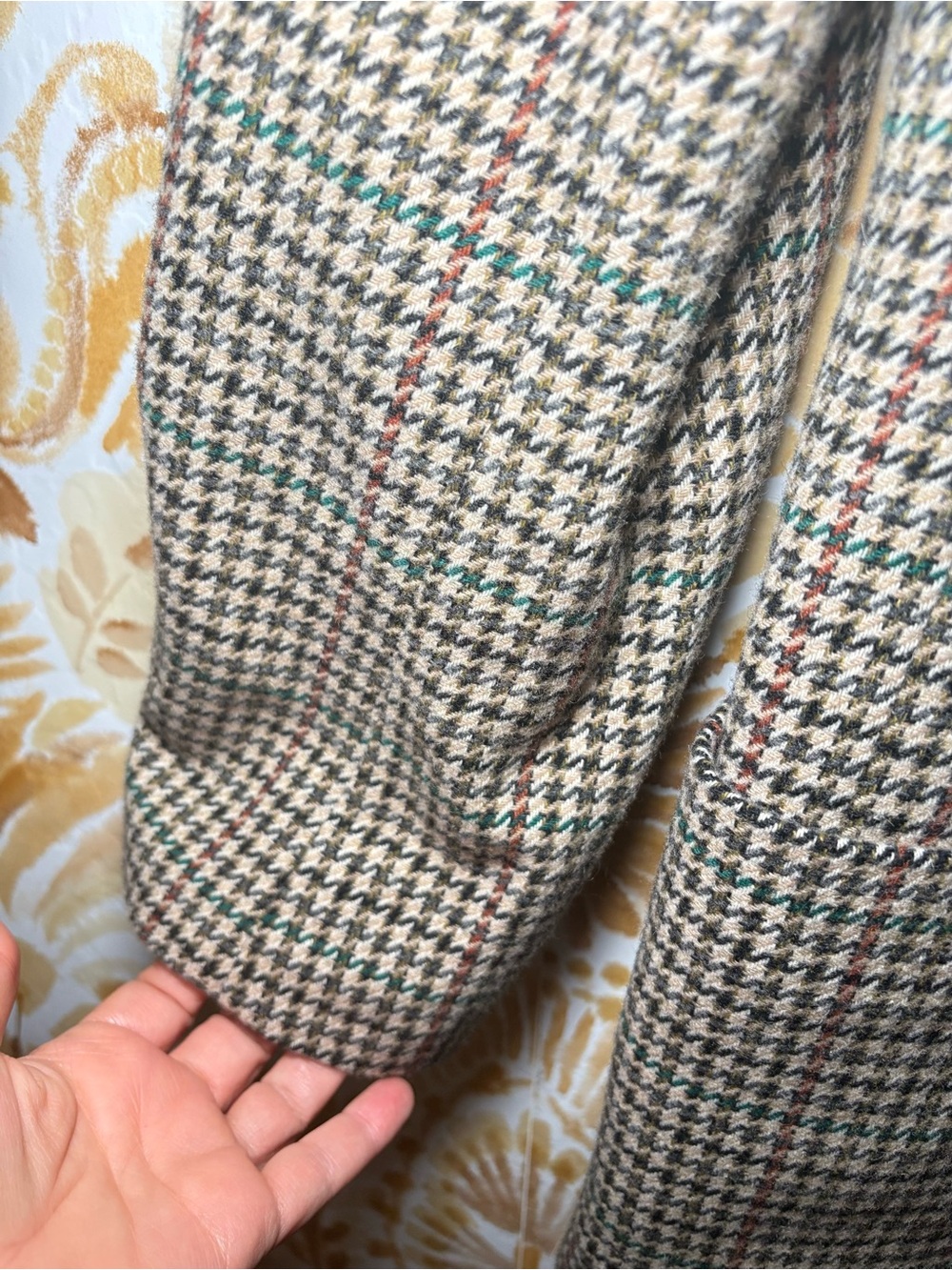 Women’s Wool Blend Houndstooth Plaid Blazer Heritage Preppy Quiet Luxury - Picture 6 of 12